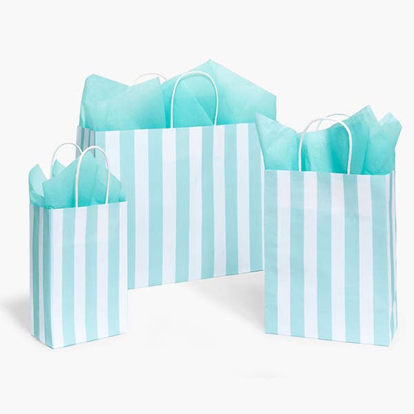 Aqua Cabana Stripe Paper Gift Bags: 125 Pack / Assortment