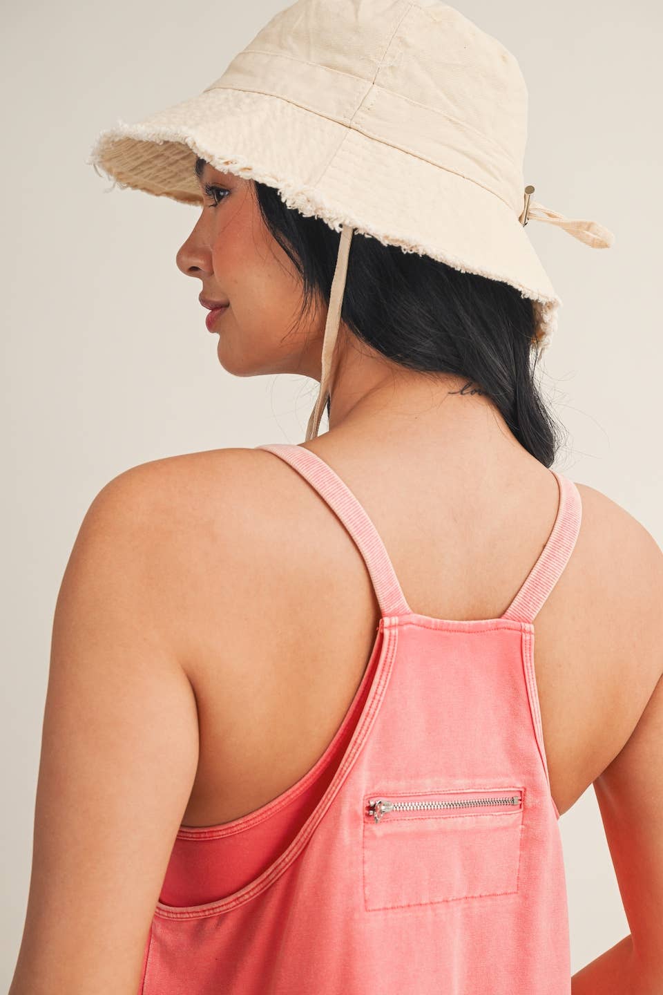 Mineral Wash Play Dress: Coral / L