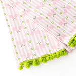 Pink Tennis Stripe Pom-Pom Kitchen Towel Set