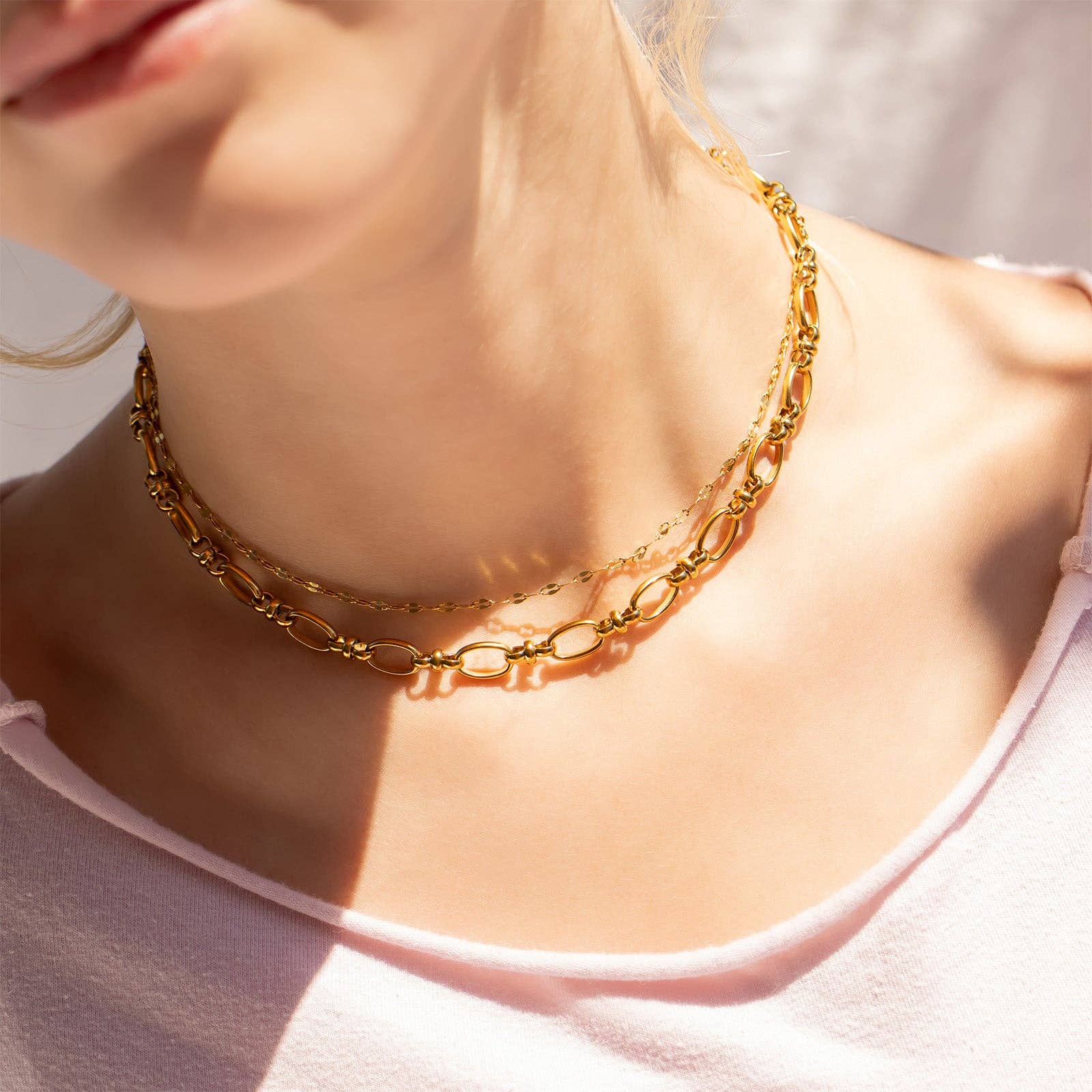 18K Gold PVD Statement Chain Necklace: Gold