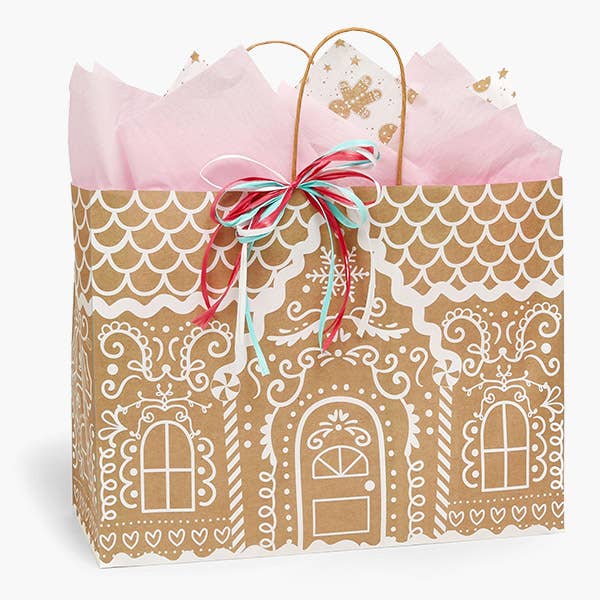Gingerbread Cottage Paper Retail Gift Bags: Vogue 16x6x12" / 100
