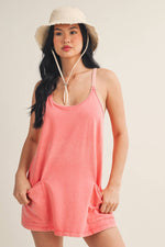Mineral Wash Play Dress: Coral / L