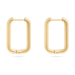 18K Gold PVD Rounded Rectangle Everyday Huggie Earrings: Gold