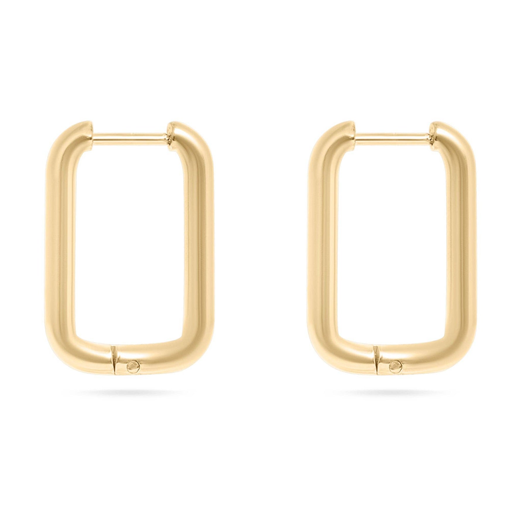 18K Gold PVD Rounded Rectangle Everyday Huggie Earrings: Gold
