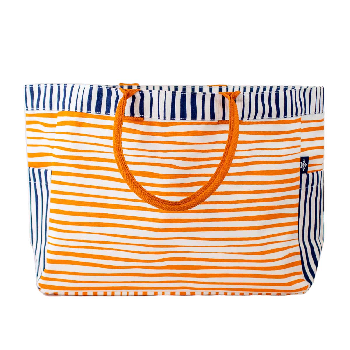 Stripe Durham Tote   White/Blue/Orange   17.5x13.5x6