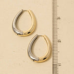 Gold Dipped Two Tone Hinge Oval Hoop Earrings