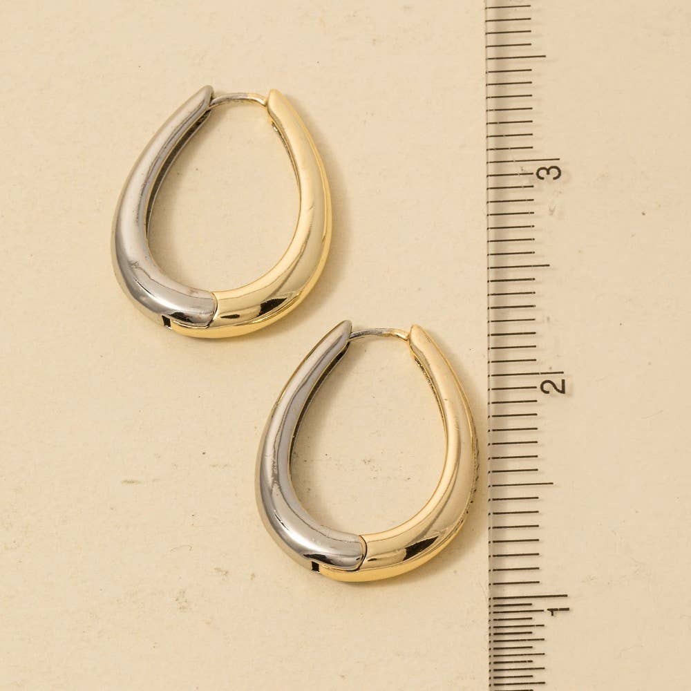 Gold Dipped Two Tone Hinge Oval Hoop Earrings