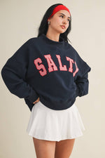 Salty Oversized Mock Neck Sweatshirt: Navy / S