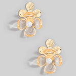Metallic And Resin Flower Stud Earrings