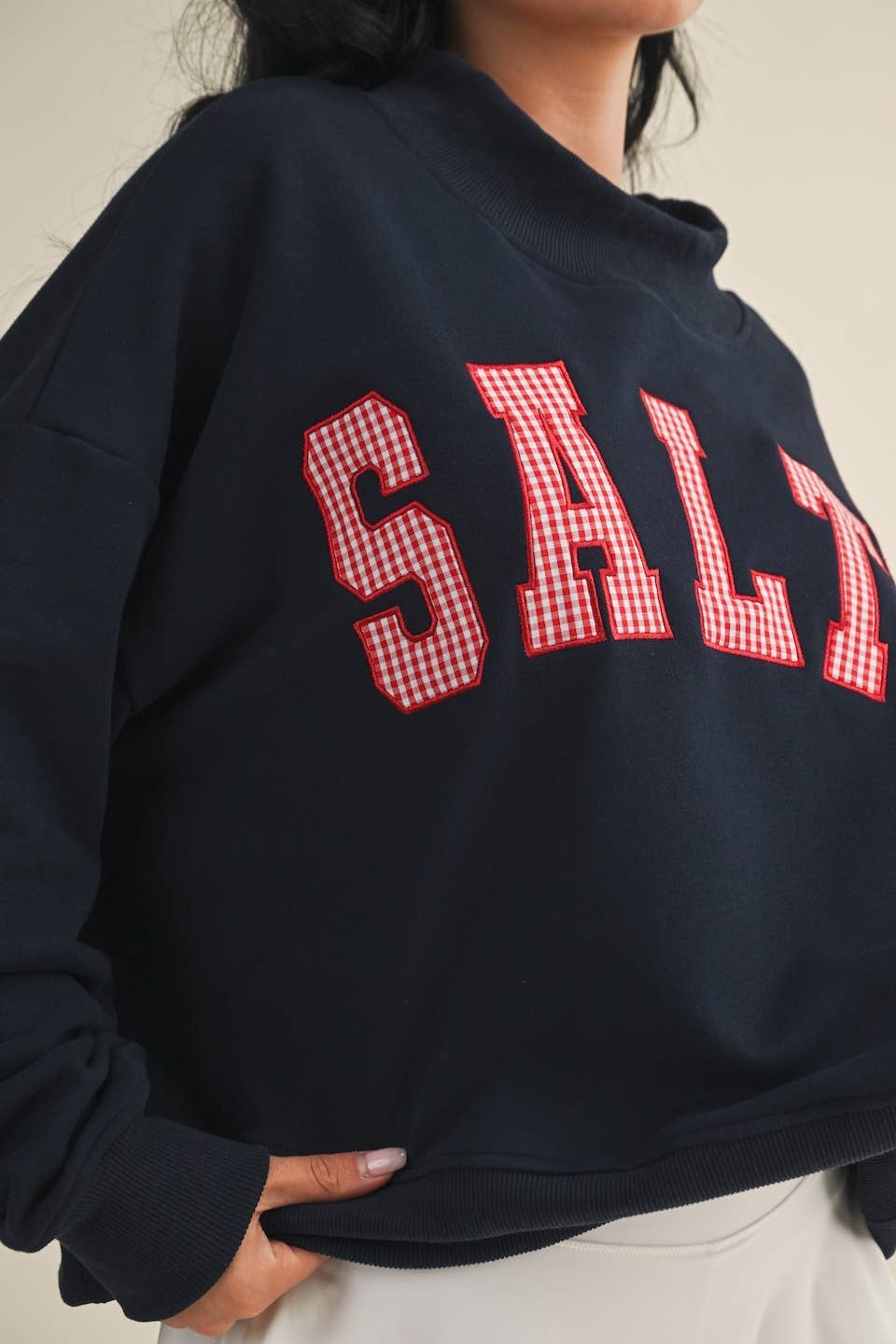 Salty Oversized Mock Neck Sweatshirt: Navy / L