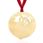 Gold Metal Christmas Tree Ornament with Winter Scene