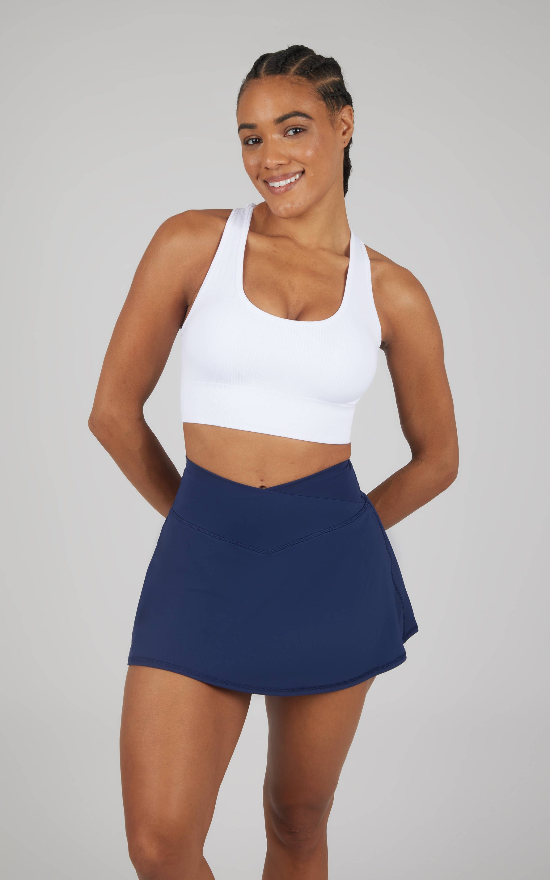 Women's Tennis Skort with Inner Shorts 2 Pack: NAVAL ACADEMY/WHITE