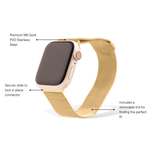 18K Gold PVD Stainless Steel Mesh Smart Watch Band: Gold