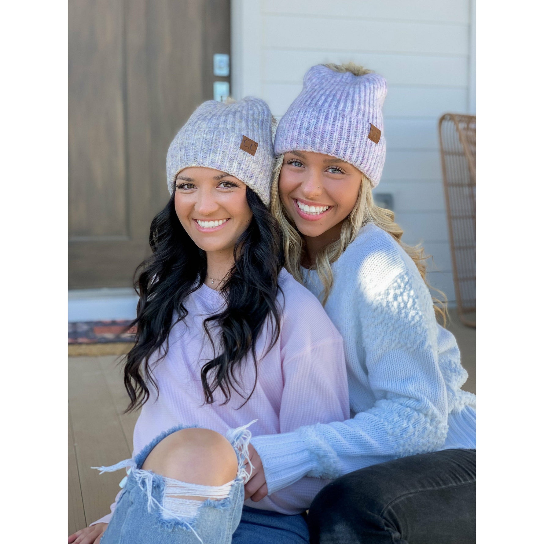 CC Soft Ribbed Fur Pom Beanie: Lemonade Multi