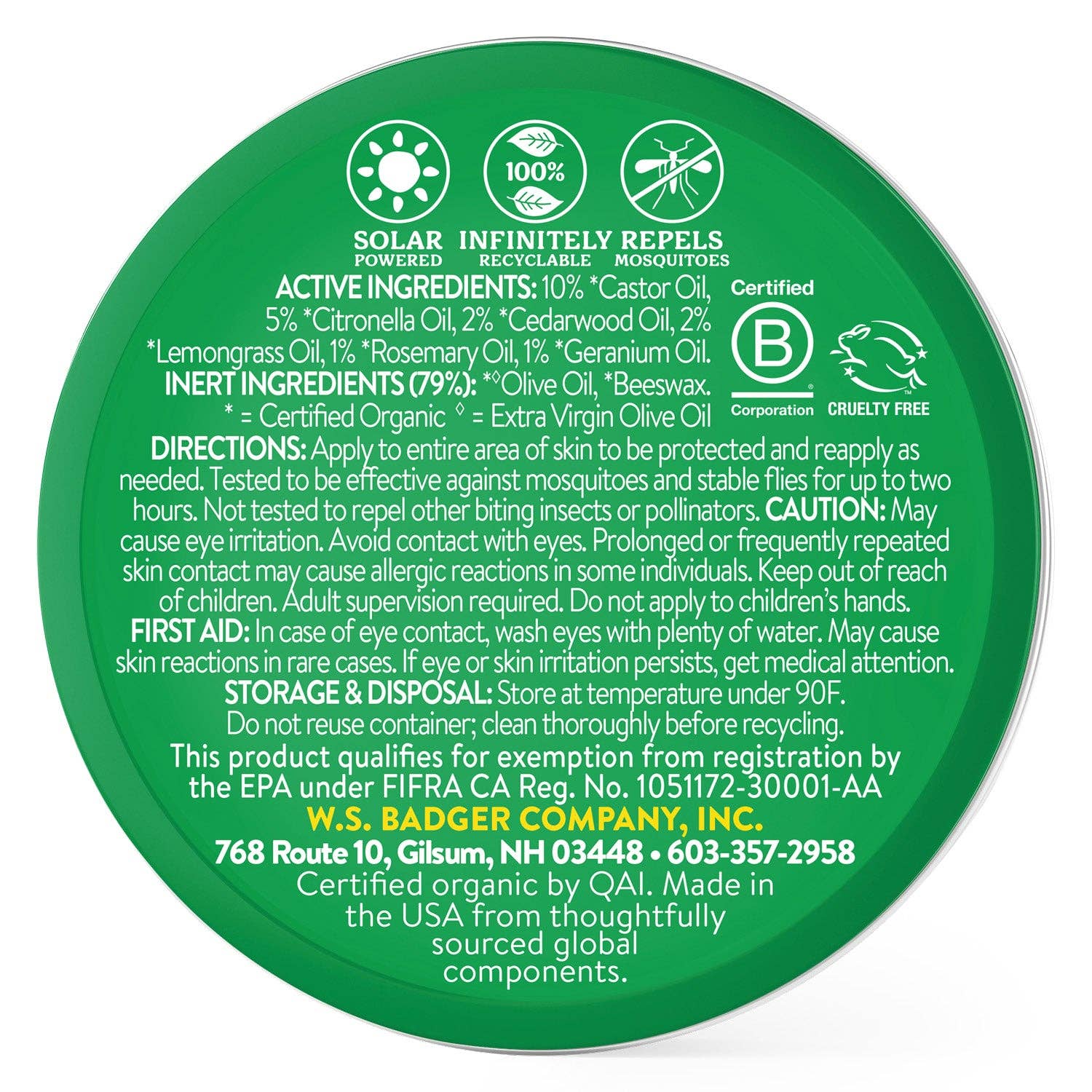 Bug Repellent Balm Tin: 0.75 oz Tin