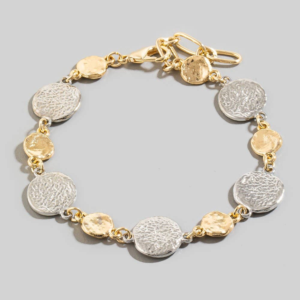 Metallic Hammered Coins Chain Bracelet
