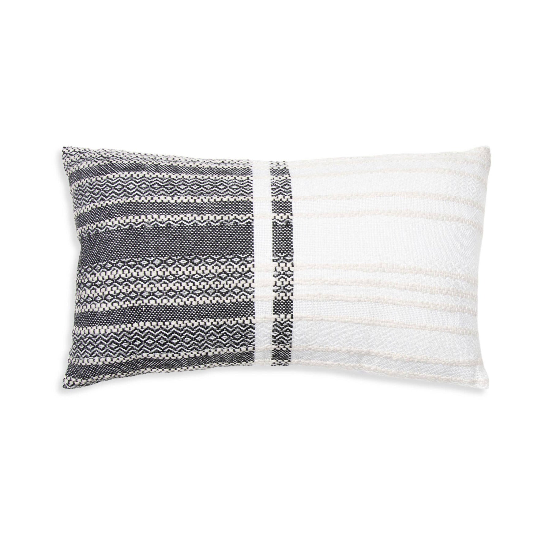 Genevieve 12X22" Handwoven Striped In/Outdoor Throw Pillow: Blue