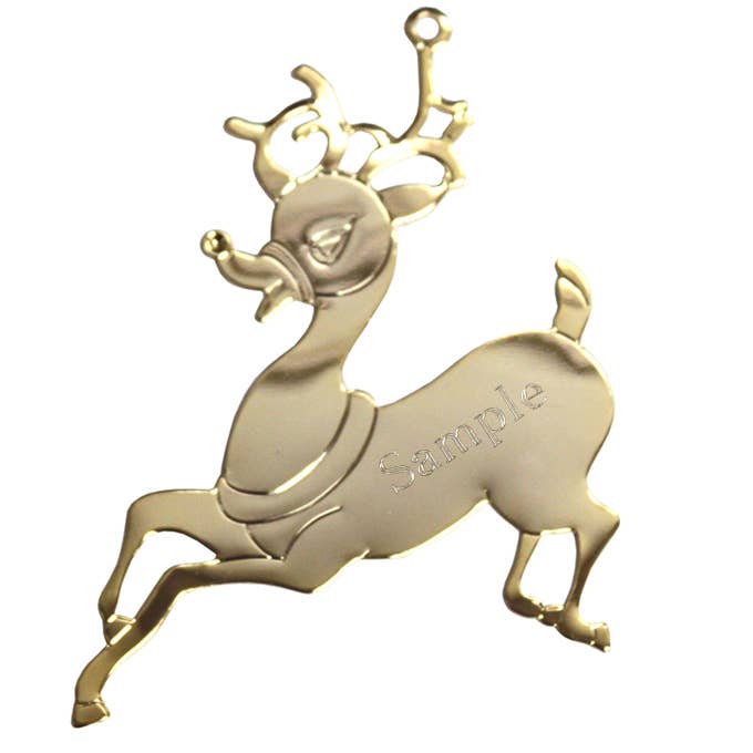 Goldtone Reindeer Christmas Tree Ornament