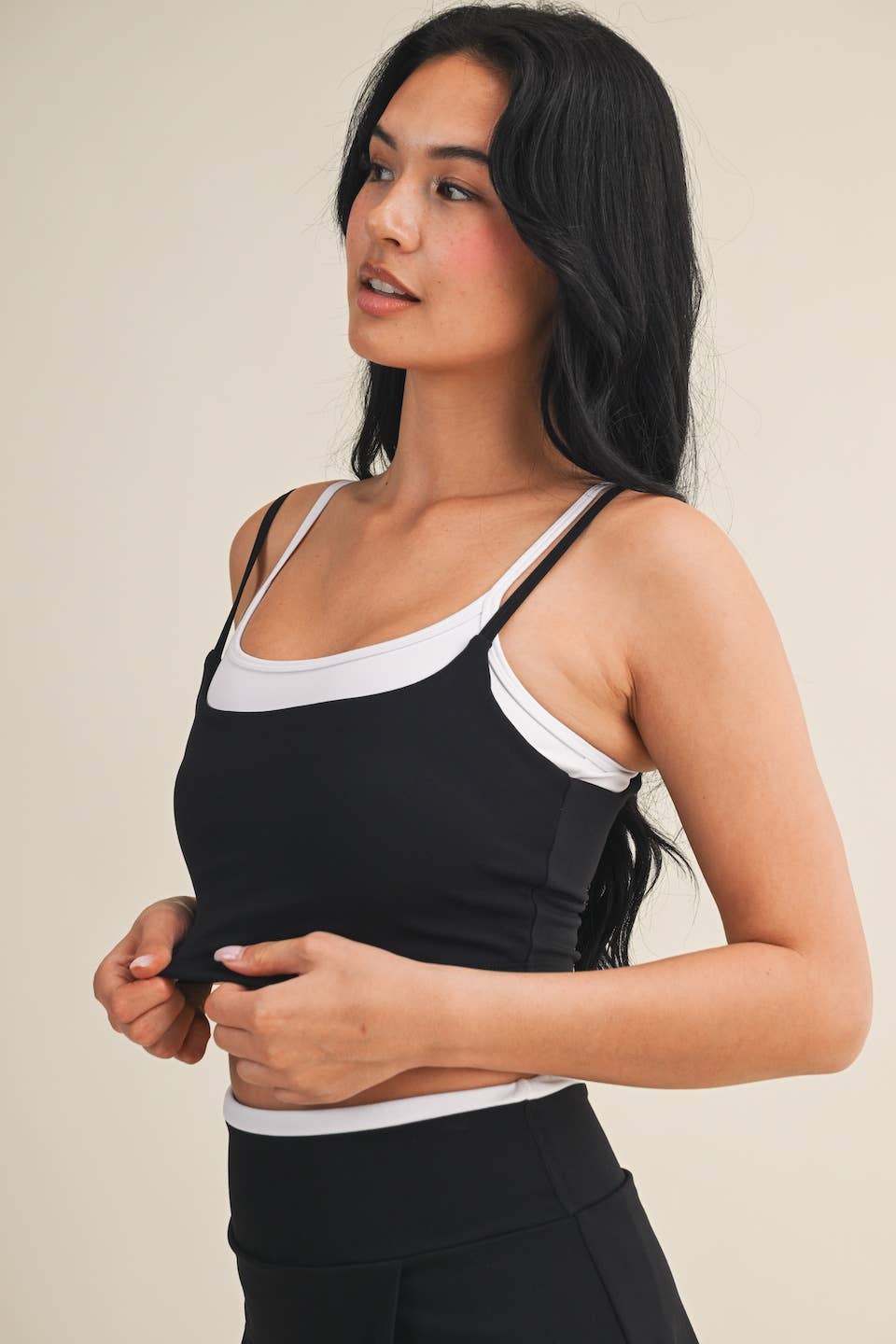 Double Layered Tank Top: Hot Pink Combo / M