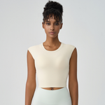 Women's Crew Neck Pleated-Back Open Sports Tank Top: Black / S
