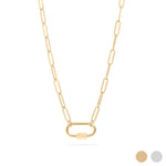 18K Gold PVD Paperclip Carabiner Necklace: Gold / 16+2"