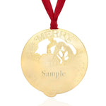 Gold Metal Christmas Tree Ornament with Winter Scene