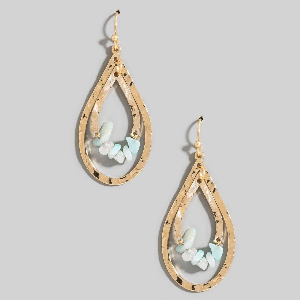 Hammered Layered Teardrop Cutout Earrings