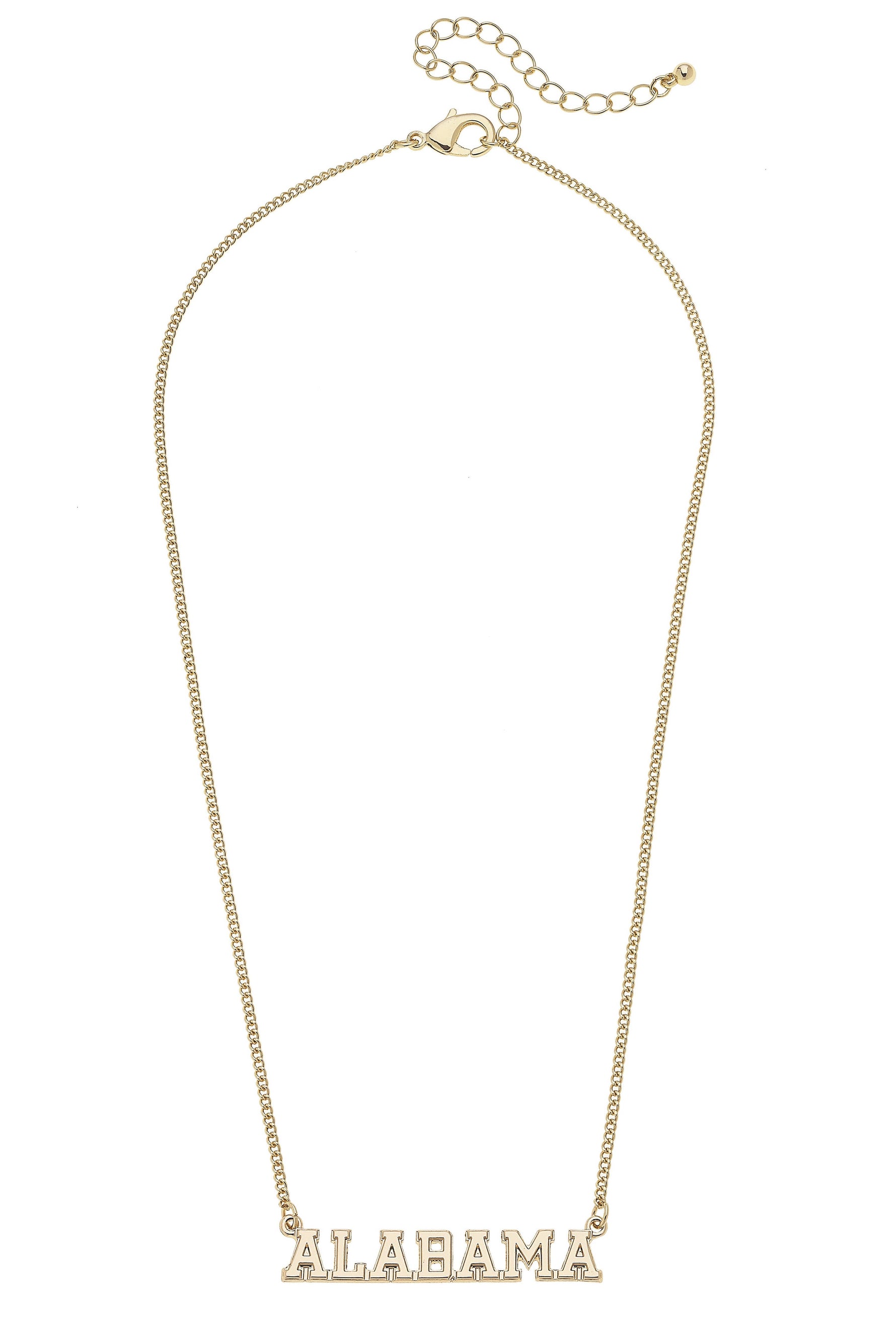 Alabama Crimson Tide Varsity Outline Necklace in Shiny Gold