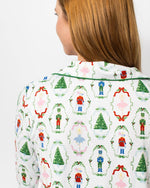 Nutcracker Waltz Long Sleeve Button Up Sleep Shirt   White/Multi   -Asst.: XSmall