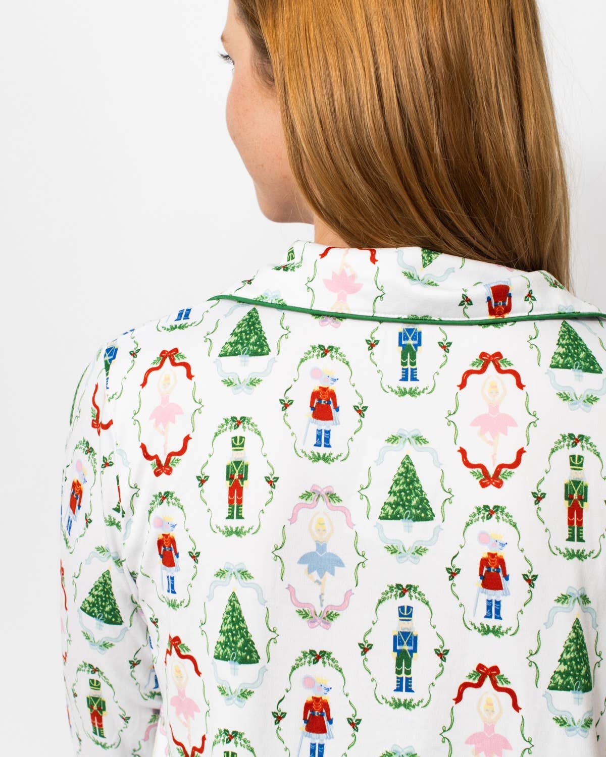 Nutcracker Waltz Long Sleeve Button Up Sleep Shirt   White/Multi   -Asst.: Small