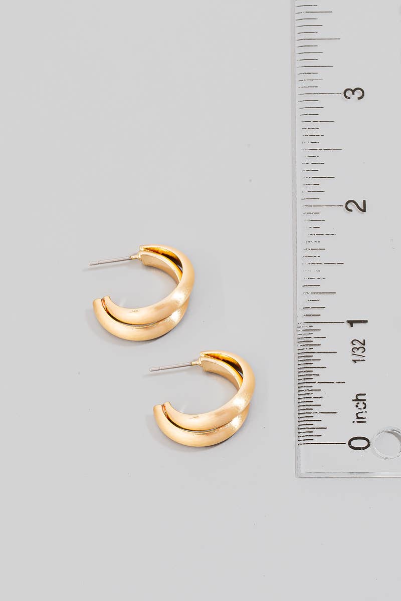 Layered Brushed Metallic Hoop Earrings