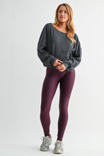 Raw Edge Waffle Knit Boatneck Pullover: MIDNIGHT NAVY