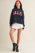 Salty Oversized Mock Neck Sweatshirt: Navy / L