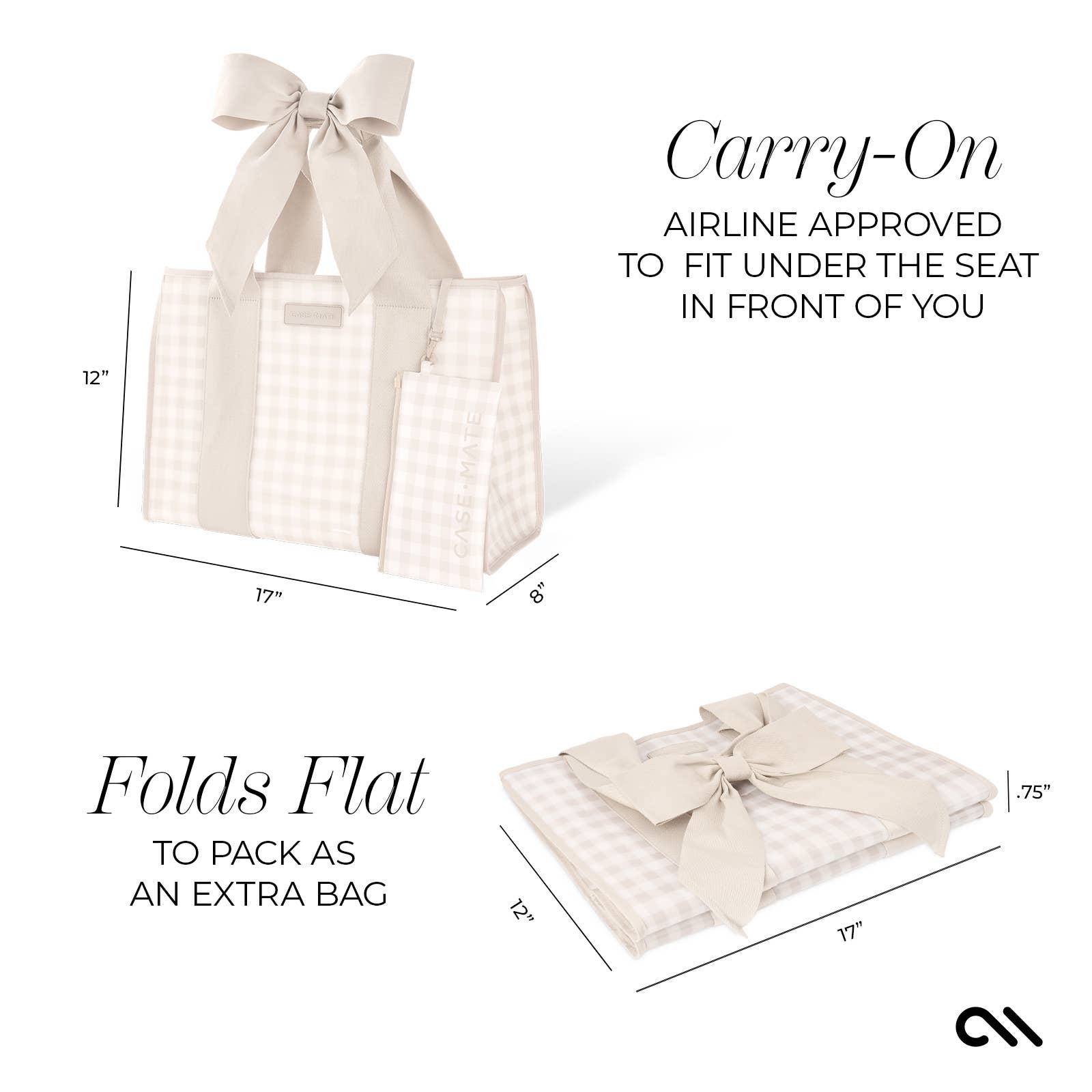 Special Edition Jelly Tote w/ Phone Pouch Latte Gingham Bow