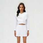 Women's Summer Set:Cropped Full Zipper Jacket And Skirt: Yellow / 8