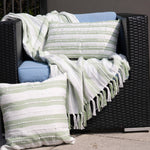Romy 50x70" Indoor/Outdoor Recycled Woven Throw Blanket: Blue
