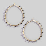 Faceted Glass Beaded Oval Dangle Earrings