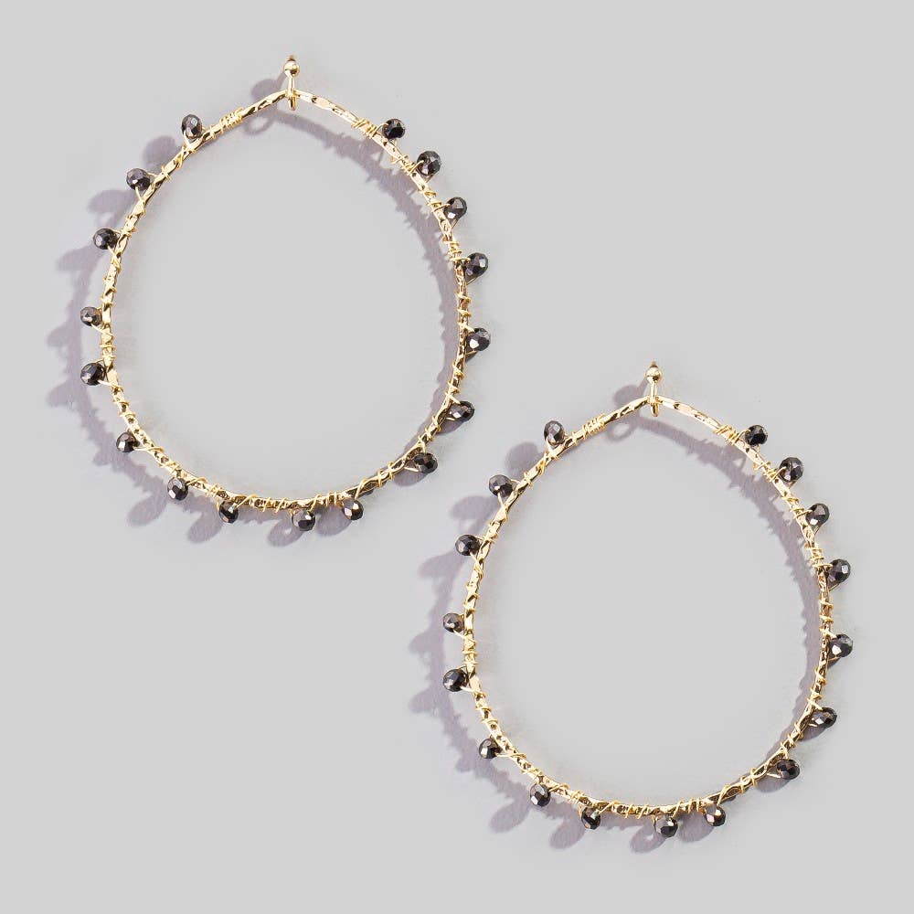 Faceted Glass Beaded Oval Dangle Earrings