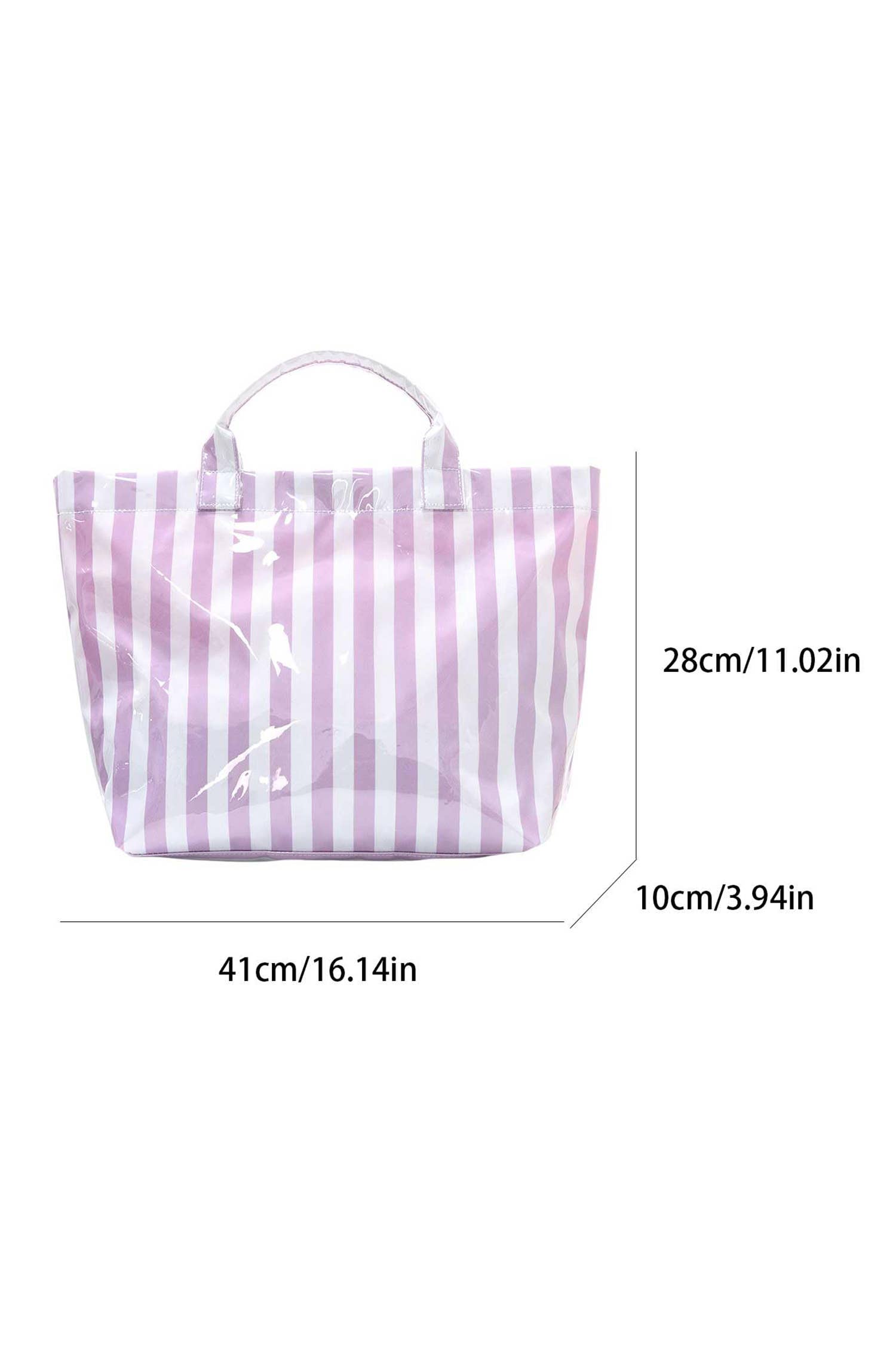 Glossy Striped Large Tote Bag: Pink Tan Stripe