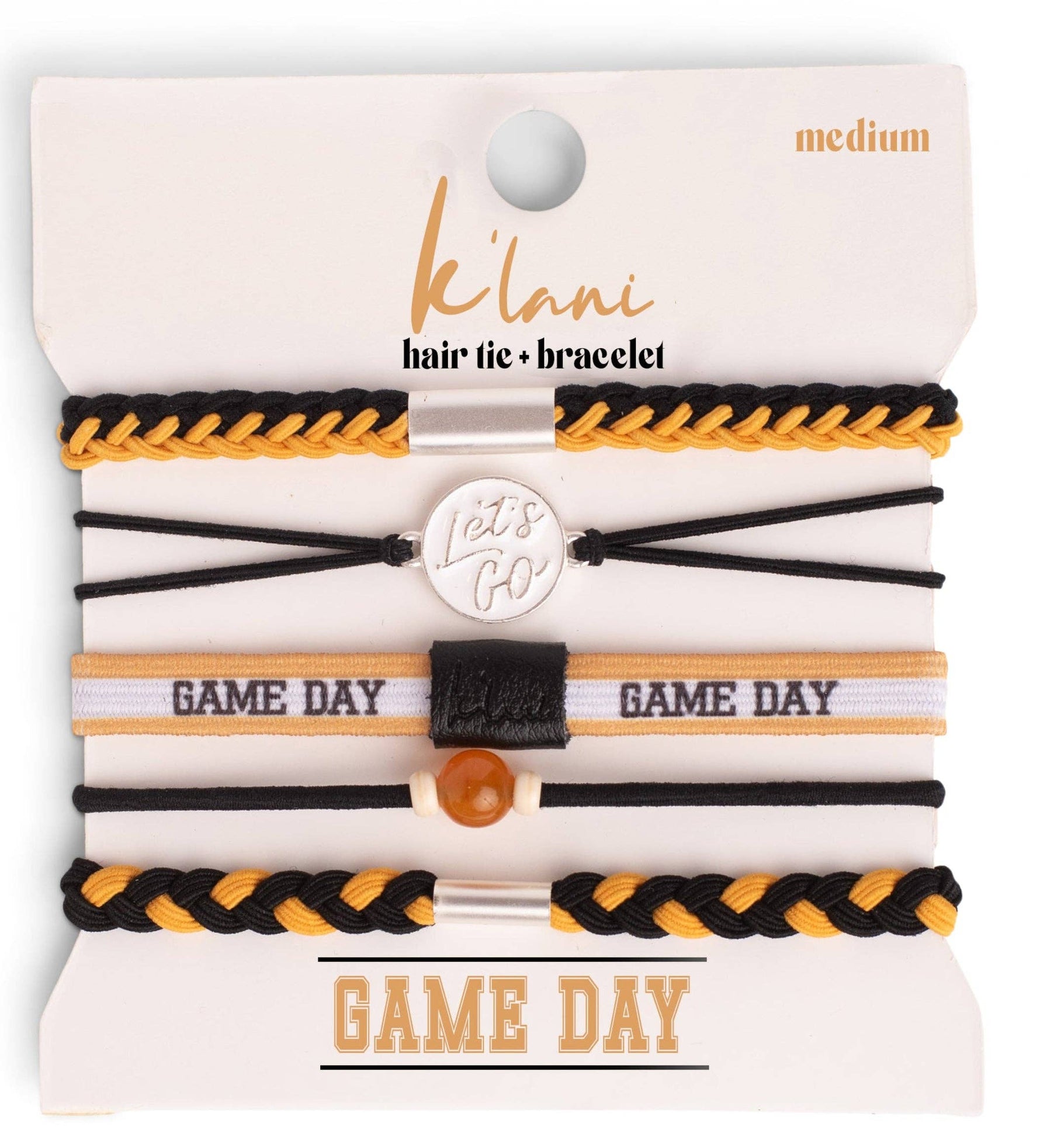 "Game Day" Black & Gold Hair Tie Bracelets