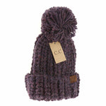CC Chunky Knit Yarn Pom Beanie: Indigo
