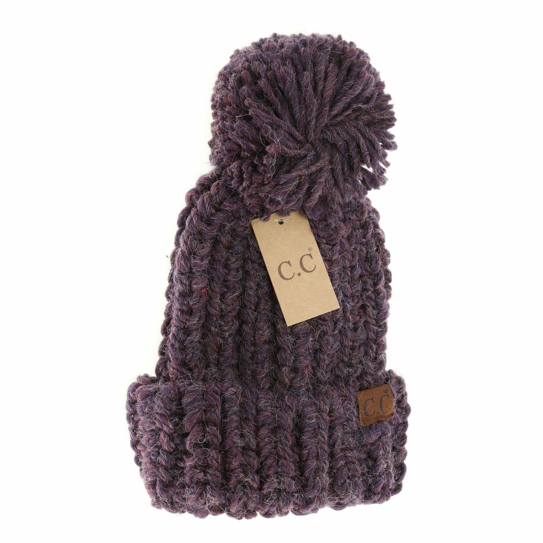 CC Chunky Knit Yarn Pom Beanie: Indigo