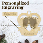 Engraveable Double Hearts Gold Wedding Anniversary Ornament