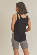 Asymmetric Cutout Lightweight Rib Tank Top: Mauve / M
