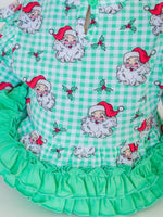 Baby Girls Green Dear Santa Knit Long Sleeve Flutter Bubble Romper: Green / 12-18m