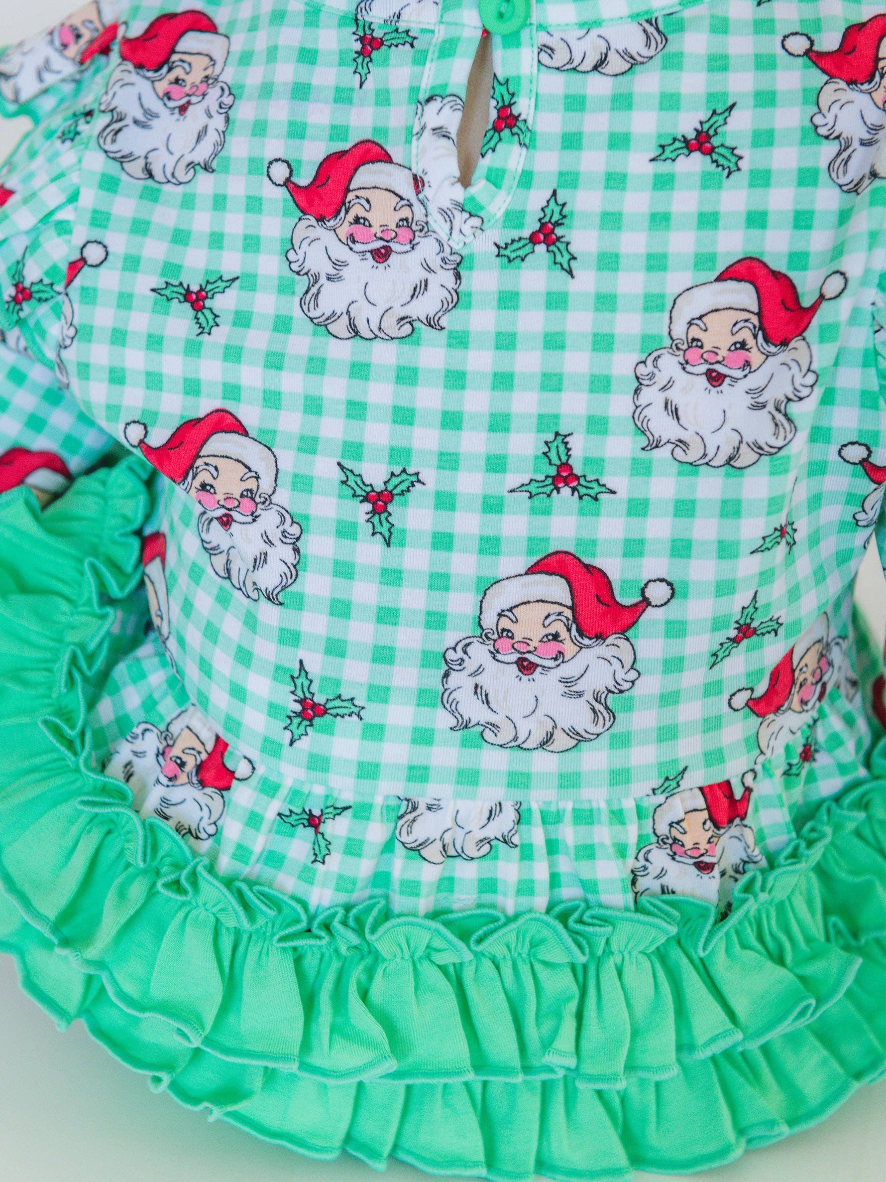 Baby Girls Green Dear Santa Knit Long Sleeve Flutter Bubble Romper: Green / 18-24m