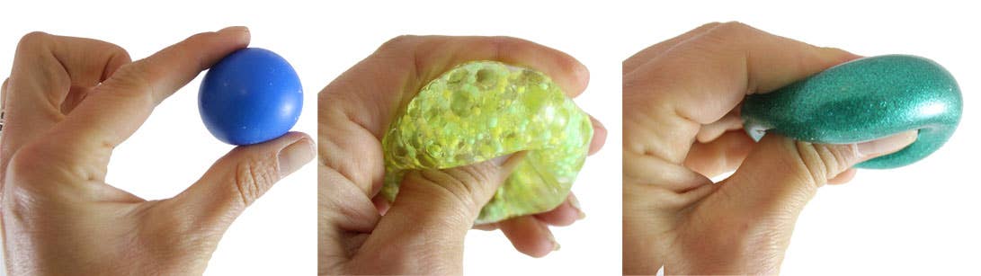 Assorted Mini Stress Balls - 5 Different Styles  - Doh, Glow