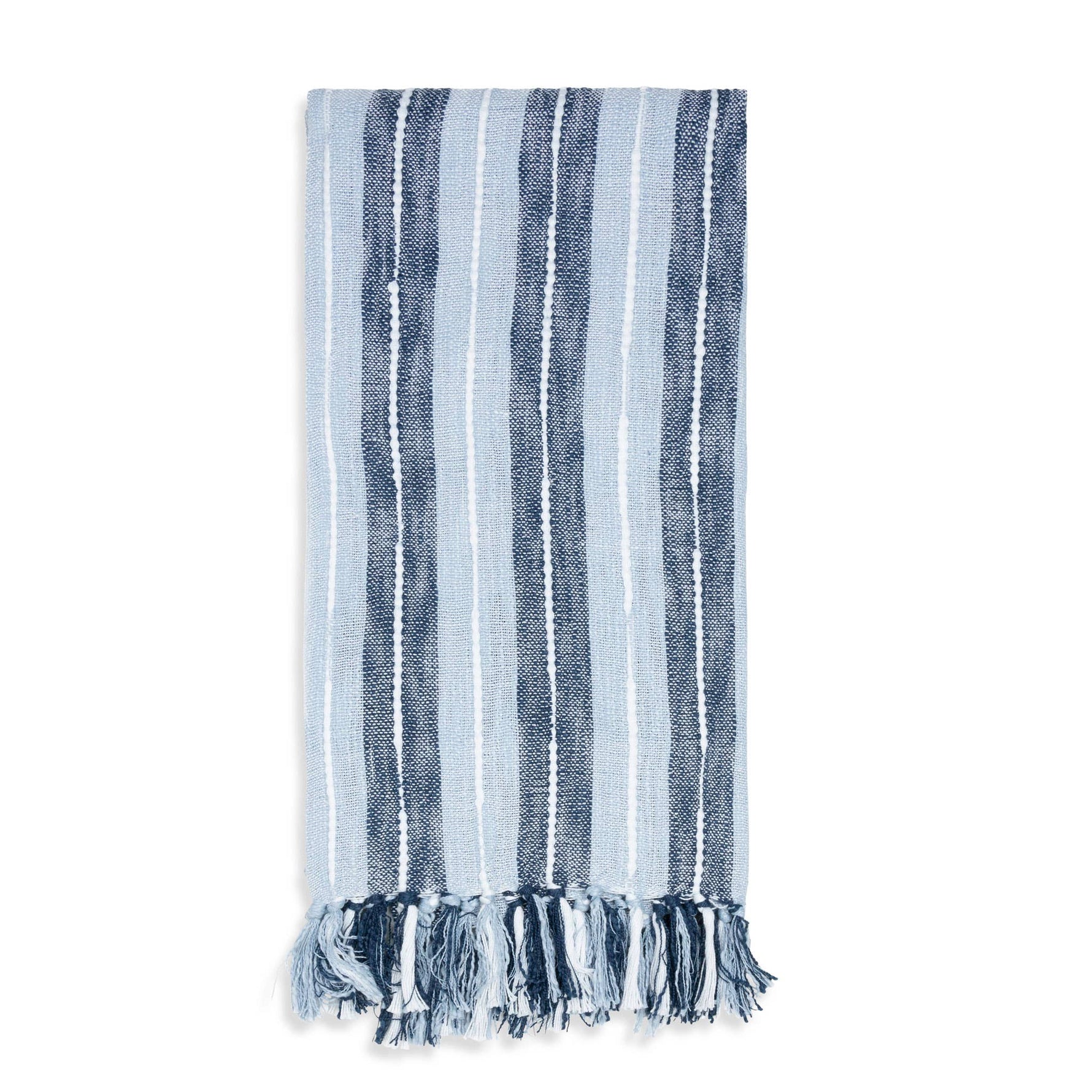 Romy 50x70" Indoor/Outdoor Recycled Woven Throw Blanket: Blue