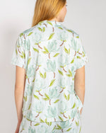 Audrey Short Sleeve Button Up Sleep Shirt   Aqua/Multi   -Asst.: Large