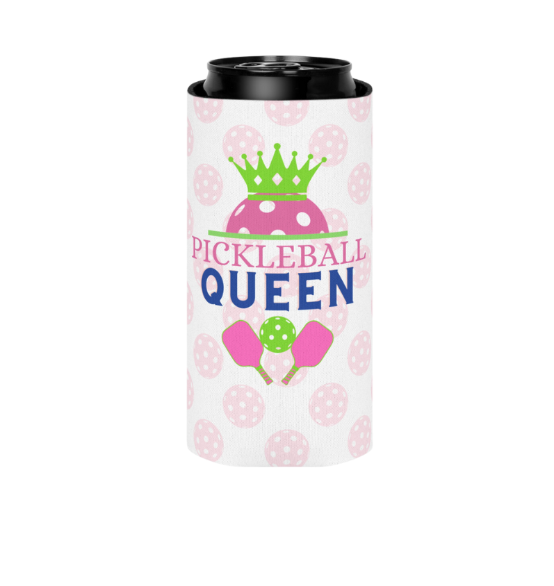 Pickleball Coozie - 12oz Slim Can Holder Sleeve: Pickleball Queen